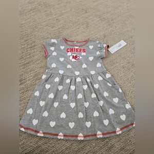 NFL Girls' Chiefs Grey Heart Print Dress with Red Trim